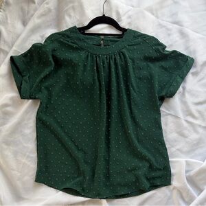 ROMWE Forest Green Textured Blouse